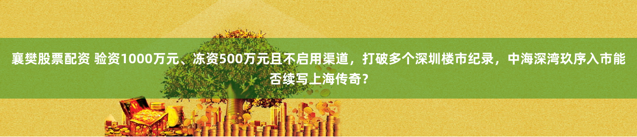 襄樊股票配资 验资1000万元、冻资500万元且不启用渠道，打破多个深圳楼市纪录，中海深湾玖序入市能否续写上海传奇？